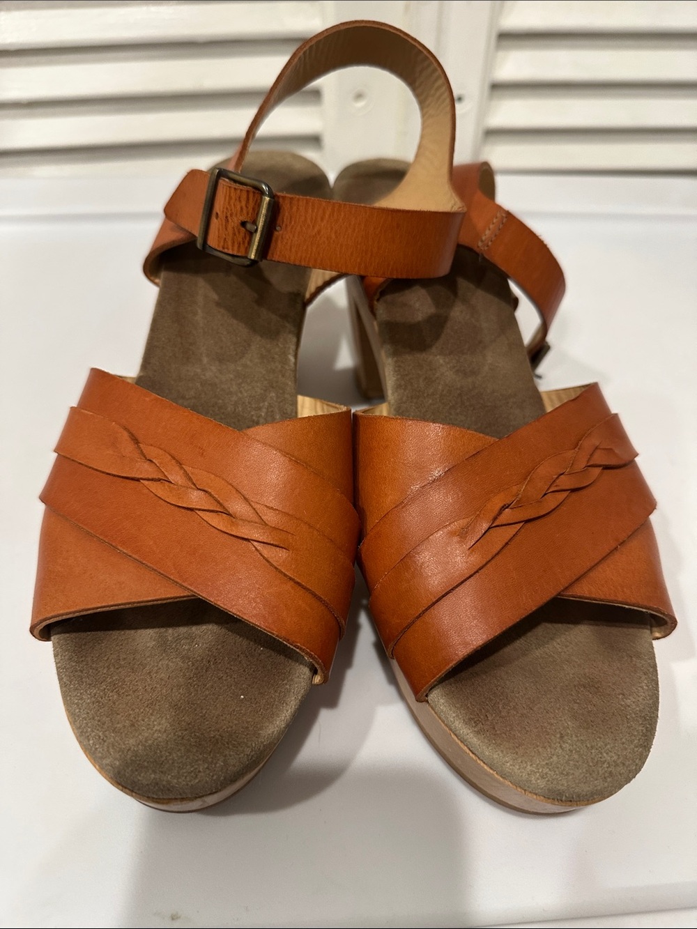 A.P.C. Brown wooden Clog Sandal Size 40 or 9 boho